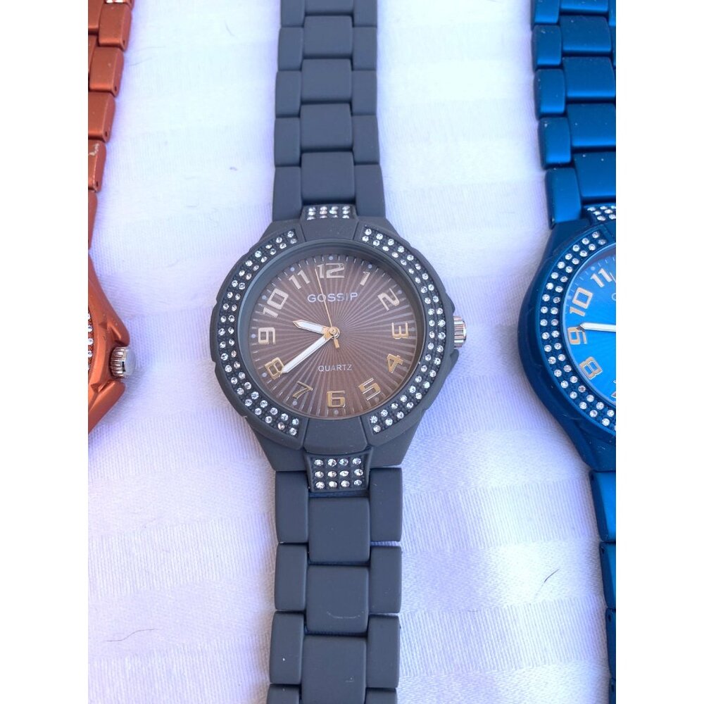 Lot 3 Gossip Quartz Rhinestone Fashion Watches Blue Gray Orange Japan Movement - Picture 3 of 8